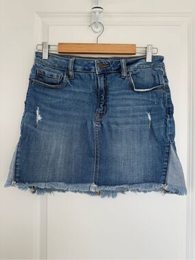 HIDDEN | Denim Patchwork Mini Skirt - size small